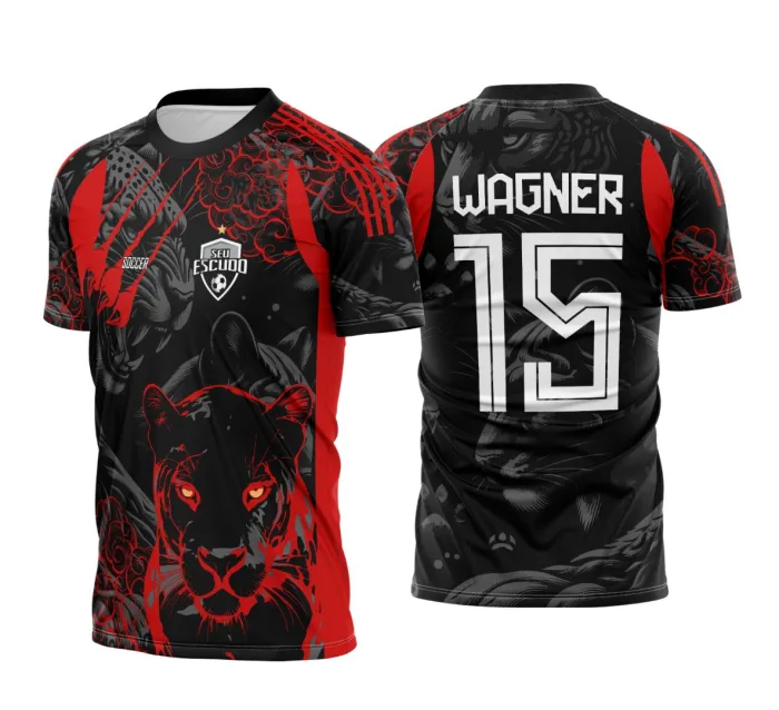 Arte Vetor Camisa Interclasse Pantera Nega Vermelha