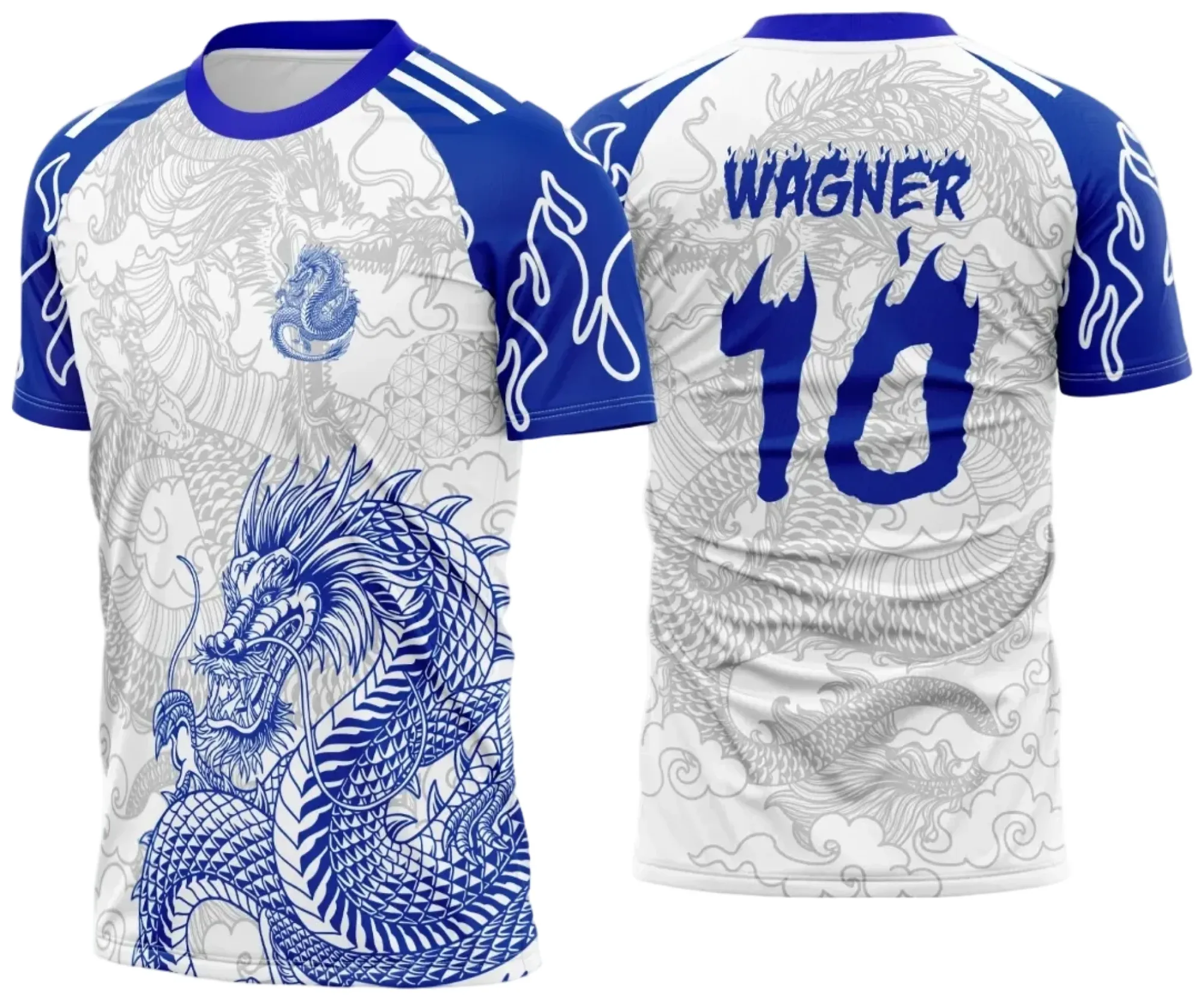 Camiseta unissex preta com logo no peito e estampa grande nas costas mostrando um poderoso dragão azul alusivo ao Interclasse, perfeita para quem gosta de estilo marcante e cores vibrantes.