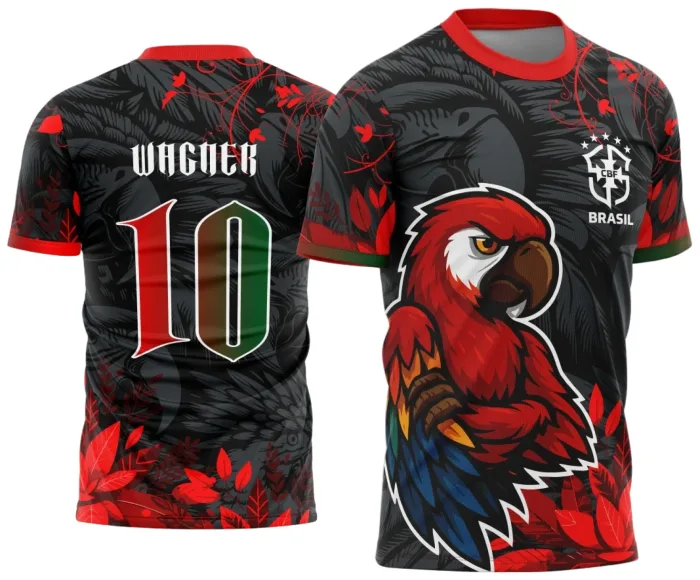 Arte Template Camisa de Interclasse Arara Vermelha