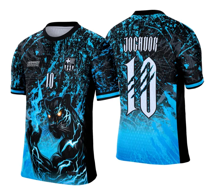 Camiseta unissex preta com logo no peito e estampa grande nas costas do tema Interclasse Pantera modelo 2, perfeita para quem busca estilo marcante e conforto no dia a dia.