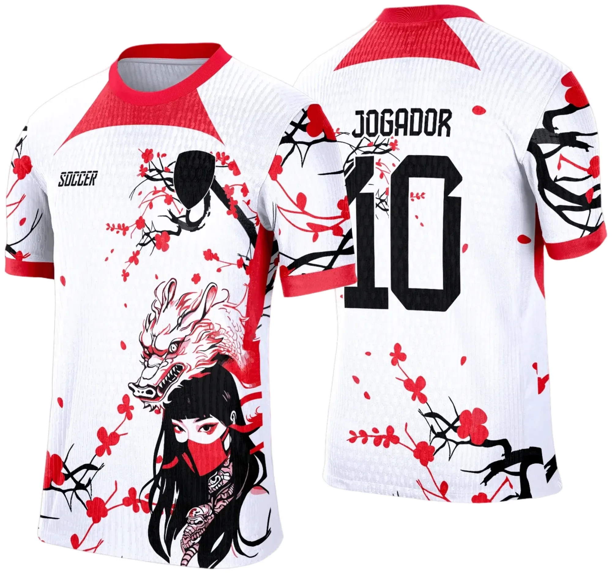 Camiseta unissex preta com logo no peito e estampa grande nas costas, tema Camisa de Interclasse Anime Modelo 3, ideal para fãs de anime e eventos escolares.