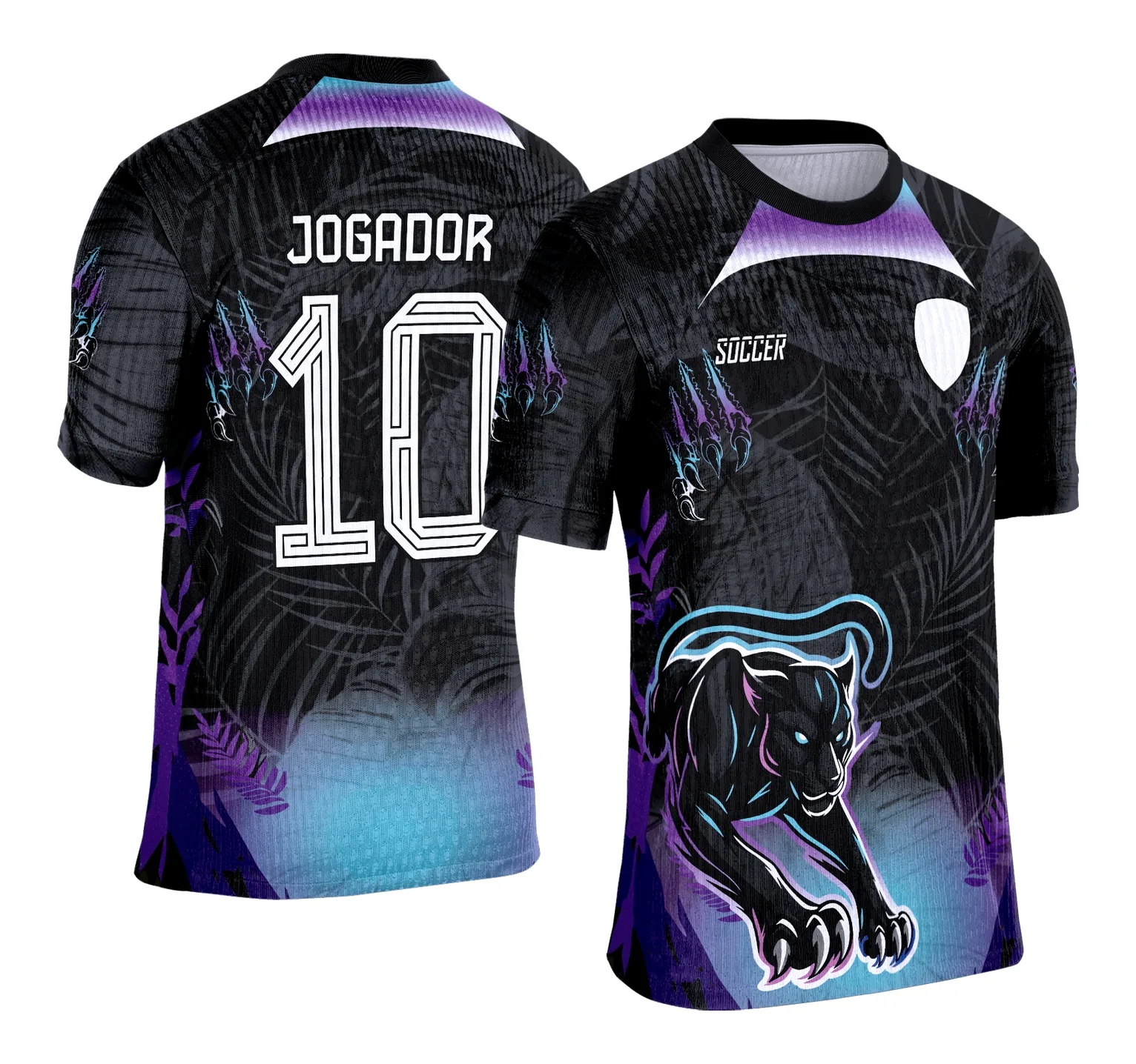 Camiseta unissex preta com logo no peito e estampa grande nas costas com tema Interclasse Puma Pantera Onça Jaguar, estilo marcante e moderno.