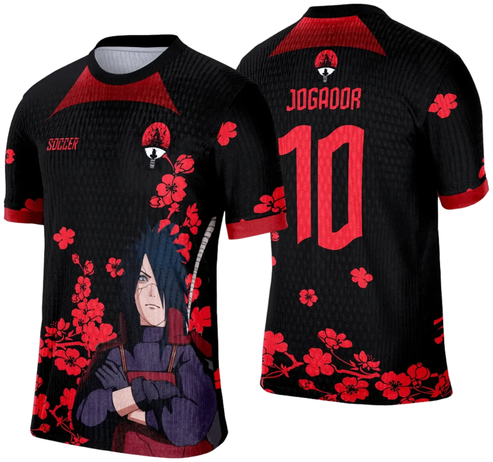 Camiseta unissex preta com logo no peito e estampa grande nas costas com tema de Interclasse Anime Modelo 8, ideal para fãs que buscam estilo e personalidade.