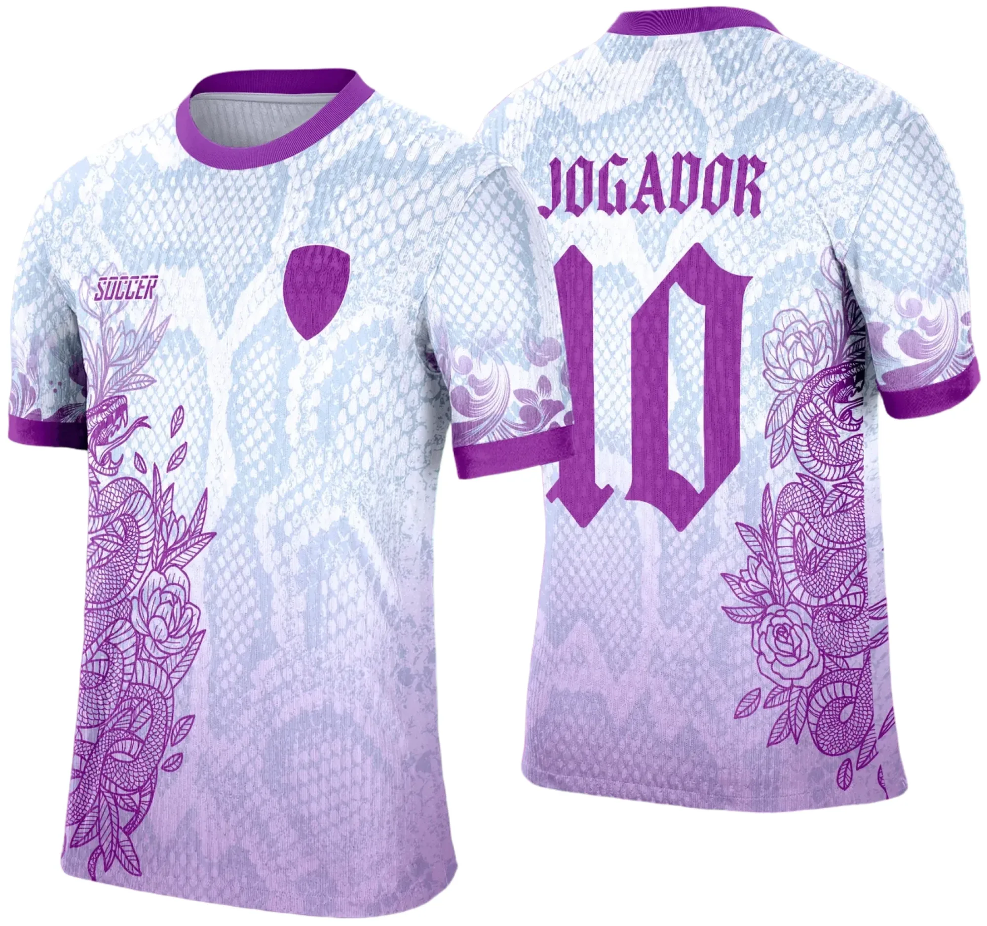 Camiseta unissex preta com logo no peito e estampa grande nas costas com desenho de serpente para evento escolar, estilo moderno e marcante.