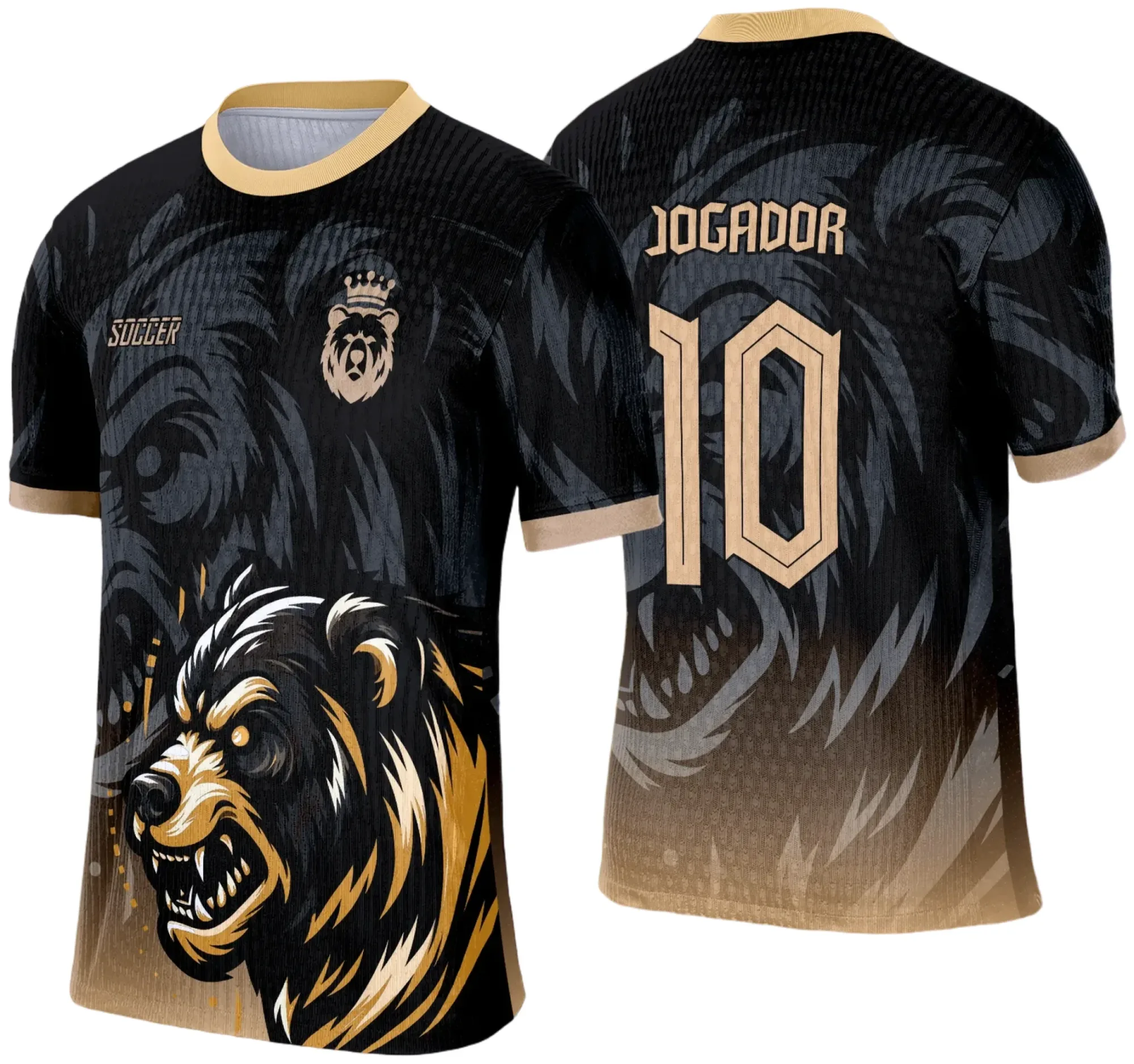 Camiseta unissex branca com logo no peito e estampa grande nas costas com tema Urso para a Interclasse Escolar 2025, ideal para eventos escolares e uso casual.