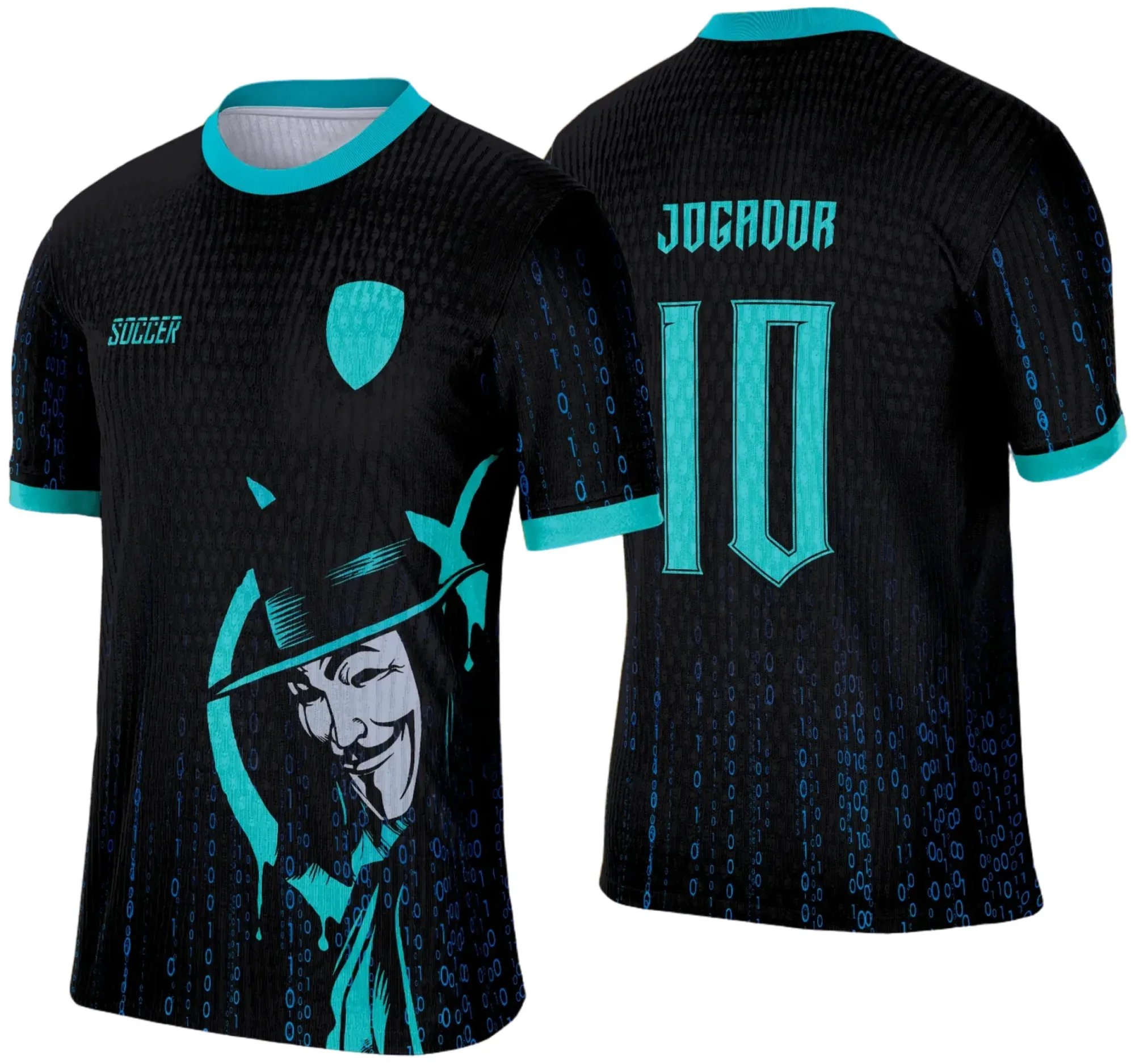 Camiseta unissex preta com logo no peito e estampa grande nas costas inspirada em Interclasse 2025 Anonymous, design moderno e marcante para eventos e grupos.