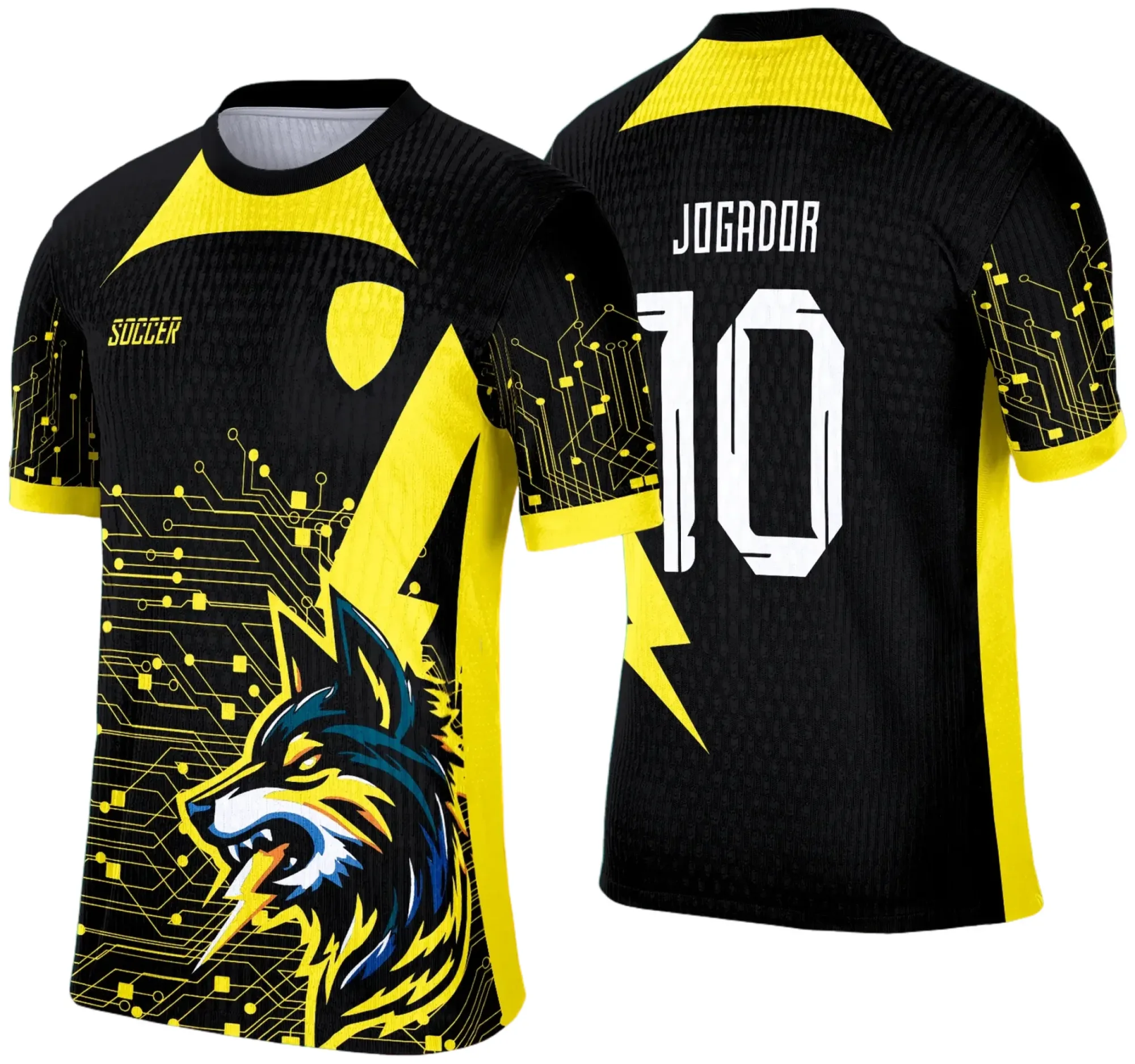 Camiseta unissex preta com logo no peito e estampa grande nas costas, tema Interclasse 2025, ideal para eventos escolares e times.