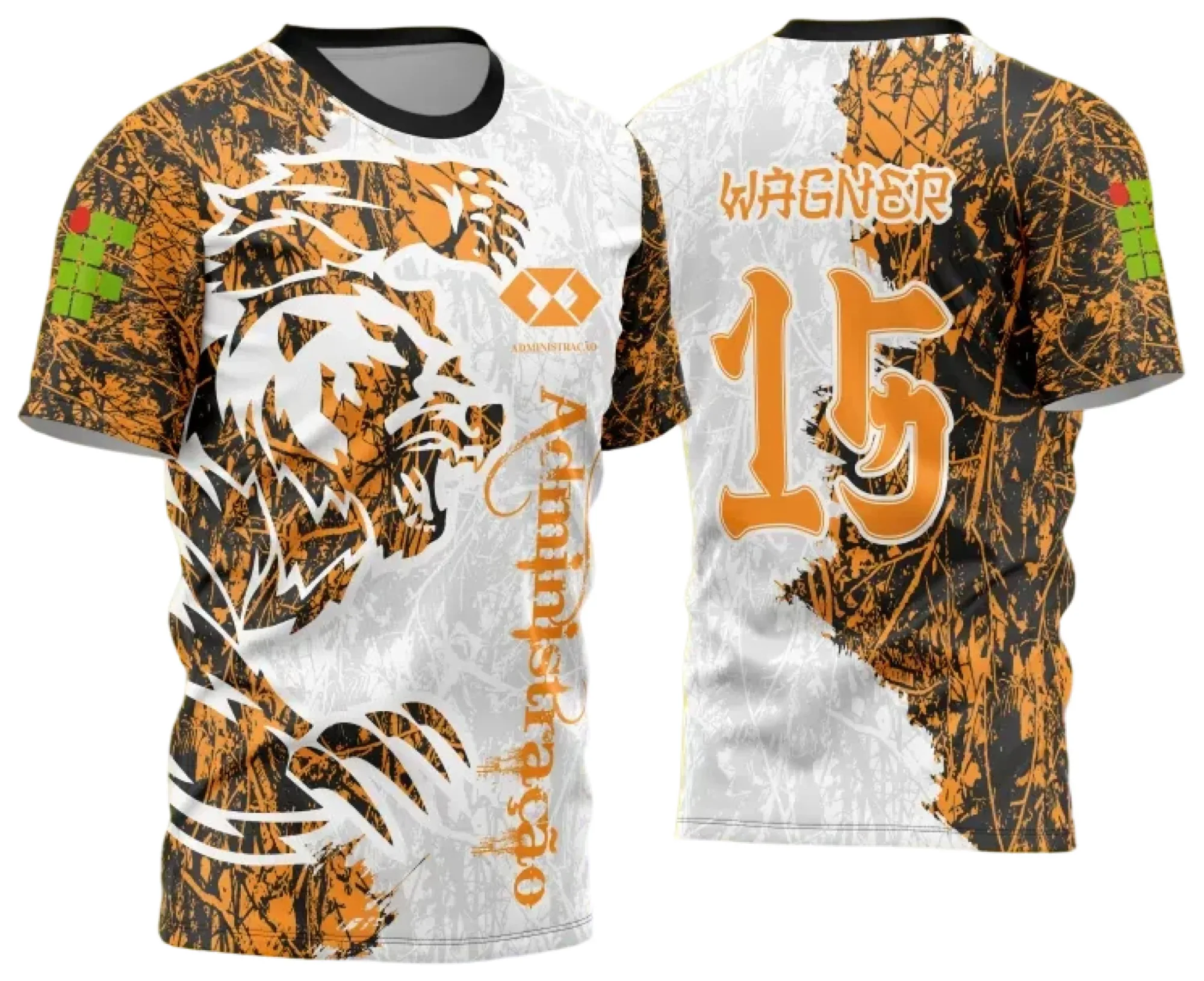 Camiseta unissex preta com logo no peito e estampa grande nas costas do Urso Feroz 2025, design inspirado em interclasse, perfeita para eventos e uso casual.