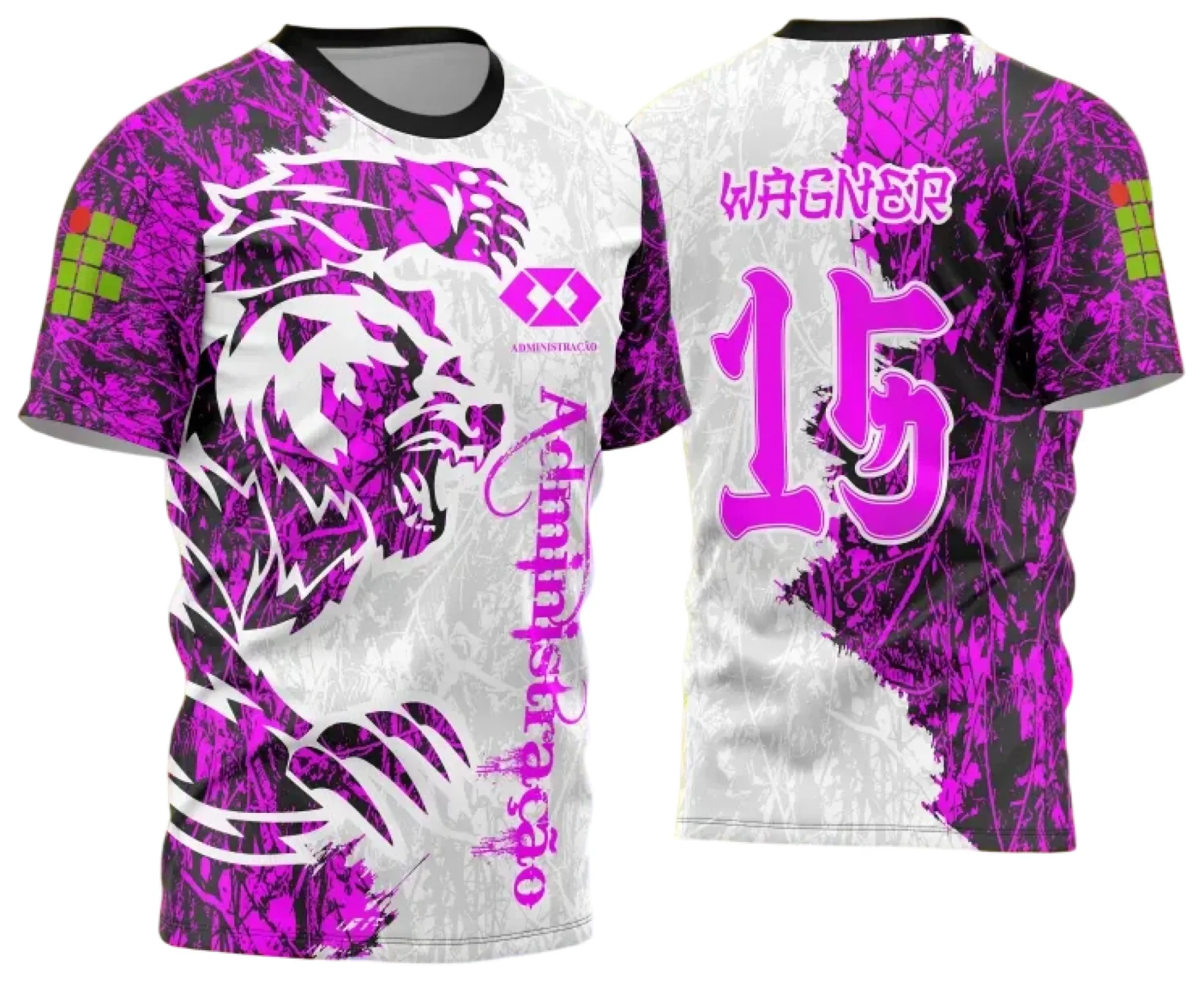 Camiseta unissex preta com logo no peito e estampa grande nas costas do tema Interclasse Urso Feroz 2025 modelo 6, perfeita para reuniões e eventos escolares