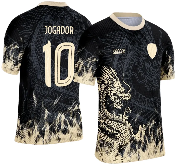 Arte Template Camisa Preta de Interclasse 2025 - Dragão Dourado