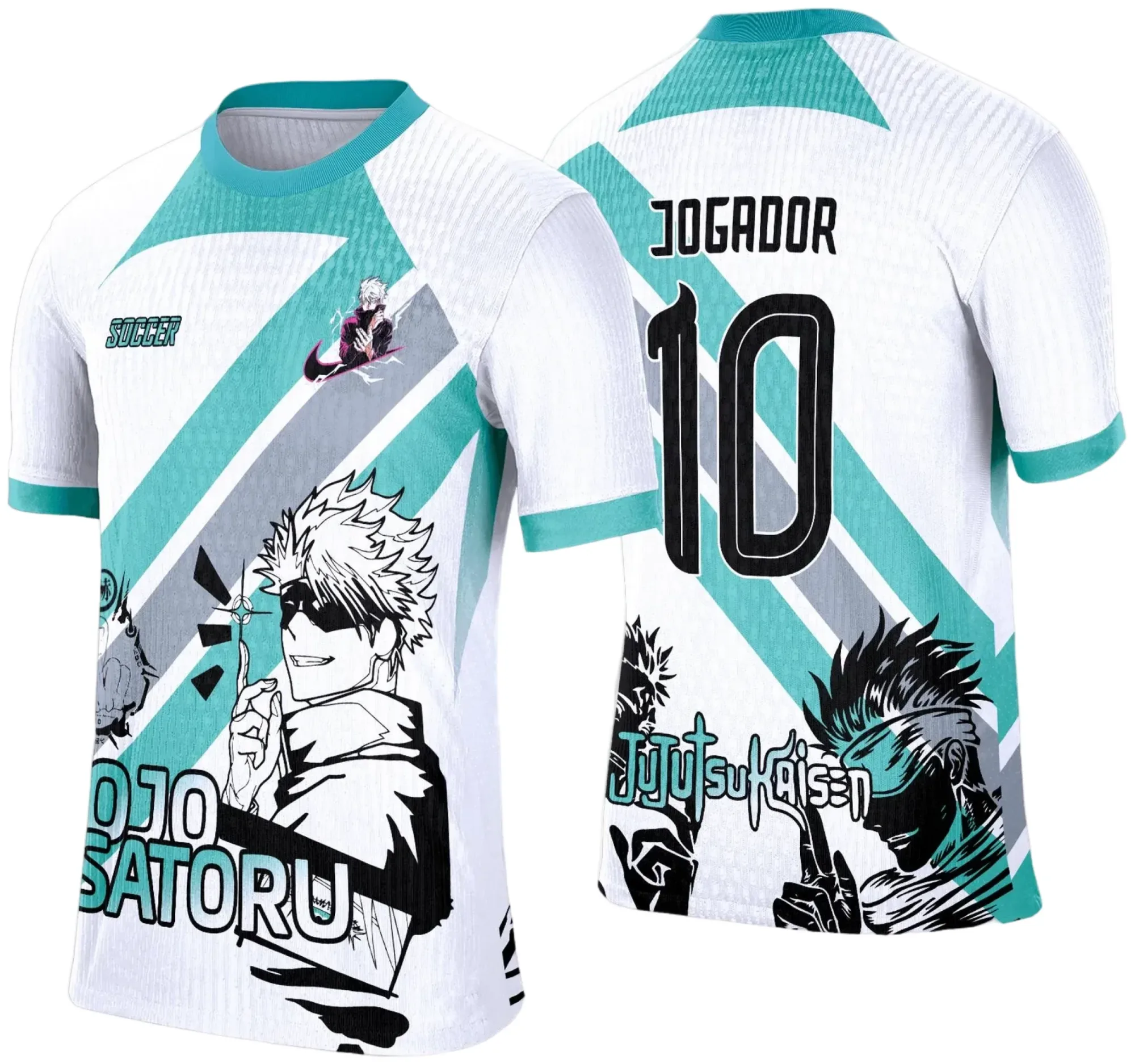 Camiseta unissex preta, com logo no peito e estampa grande nas costas, apresentando design inspirado no Template Camisa de Interclasse 2025 com tema Anime.