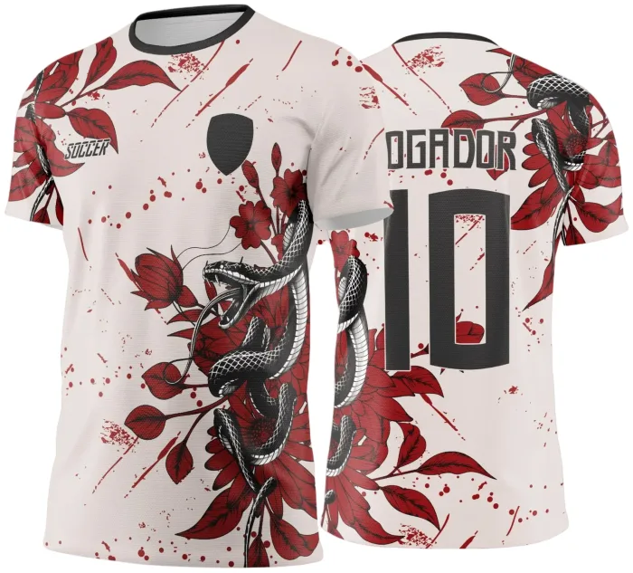 Camiseta unissex preta com logo no peito e estampa grande nas costas, tema Interclasse Cobra 2025, design imponente e visual moderno para eventos escolares.