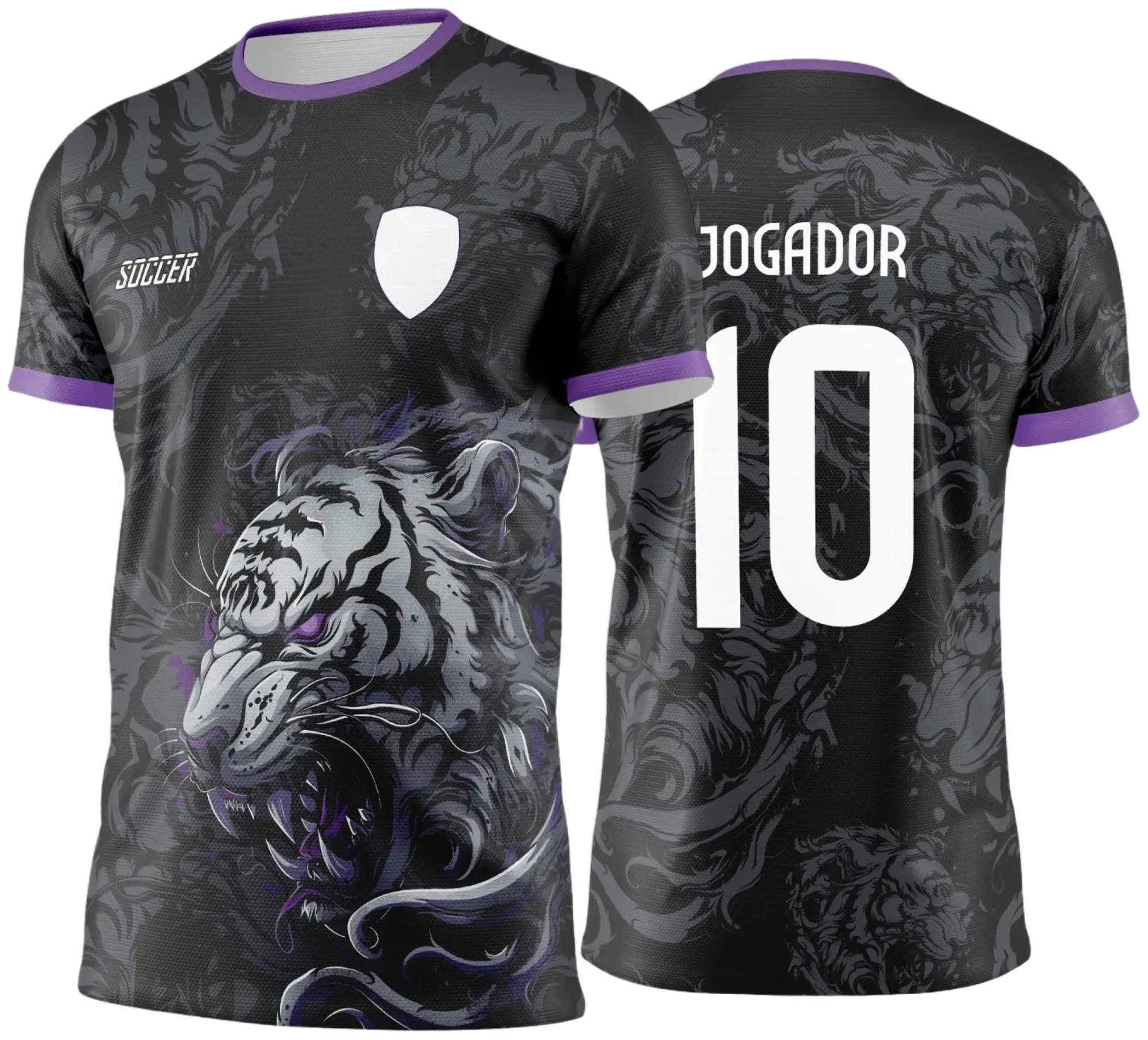 Camiseta unissex preta com logo no peito e estampa grande nas costas do Tigre dos Jogos Internos 2024 2025, trazendo estilo urbano e conexão com o evento esportivo interclasse.
