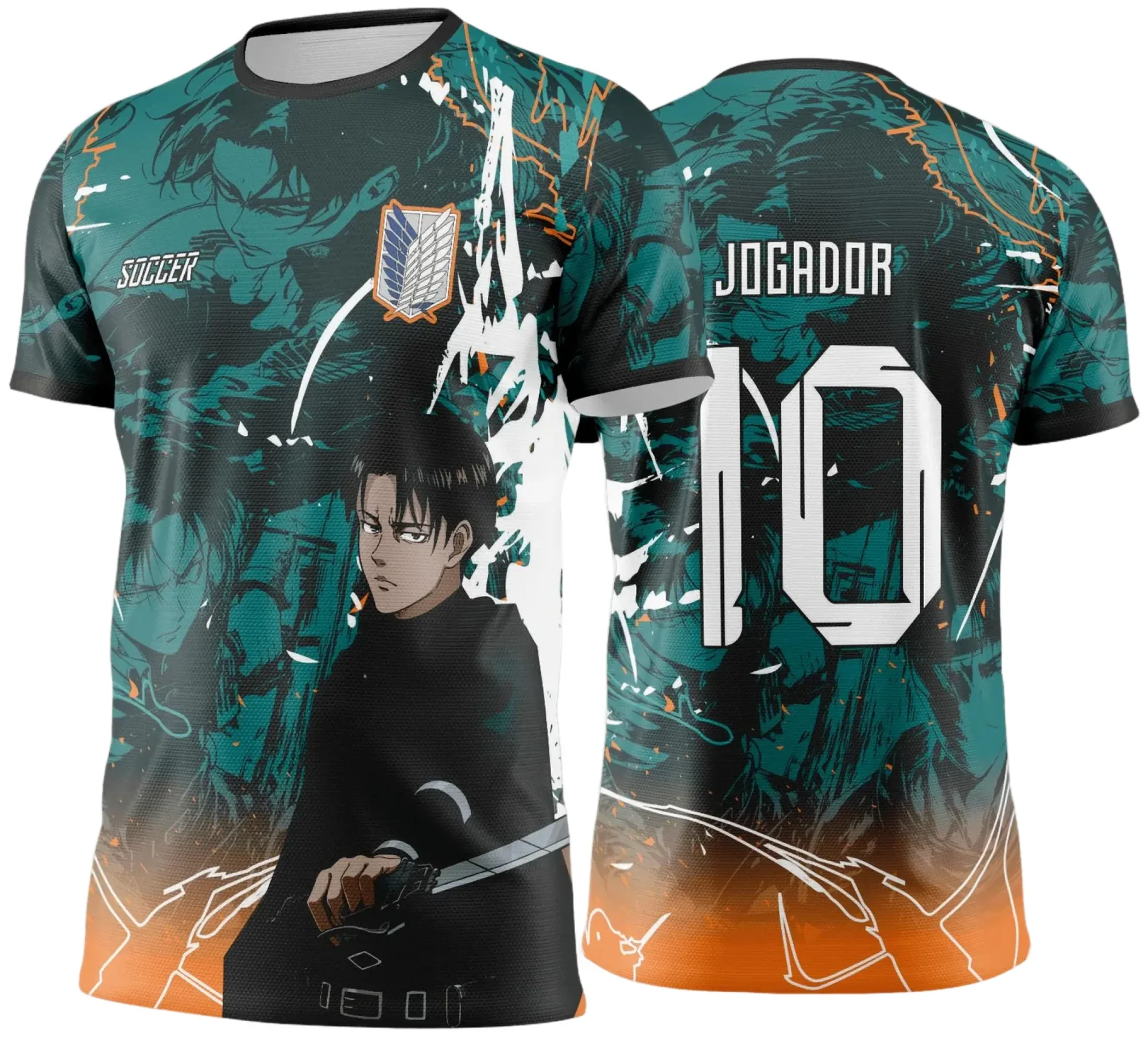 Camiseta unissex preta com logo no peito e estampa grande nas costas do tema Camisa de Interclasse Anime Jogos Internos 2024 2025 modelo 2, ideal para eventos e competições internas.