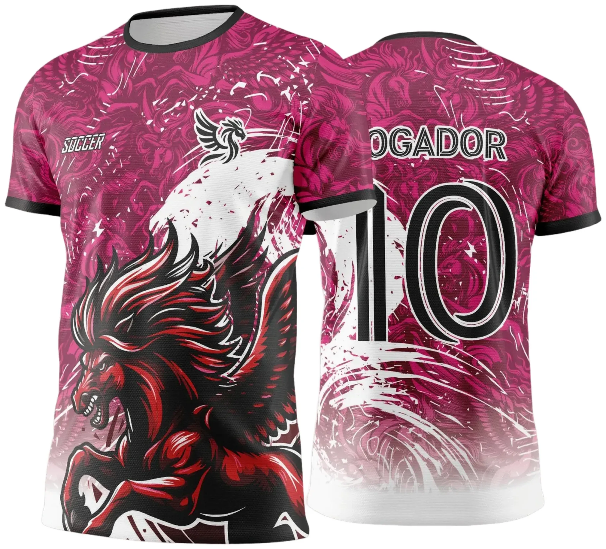 Camiseta unissex preta com logo no peito e estampa grande nas costas do Interclasse Pégasus Jogos Internos 2024-2025, visual moderno e esportivo.