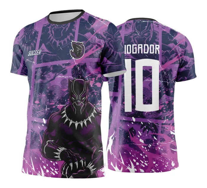 Arte Vetor Camisa Interclasse PANTERA NEGRA com Grunge Roxo - Jogos Internos 2024 - 2025