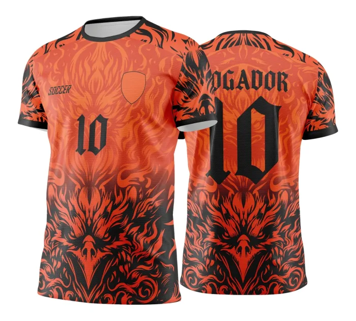 Arte Vetor Camisa Interclasse FÊNIX Chamas Preto com Laranja - Jogos Internos 2024 - 2025
