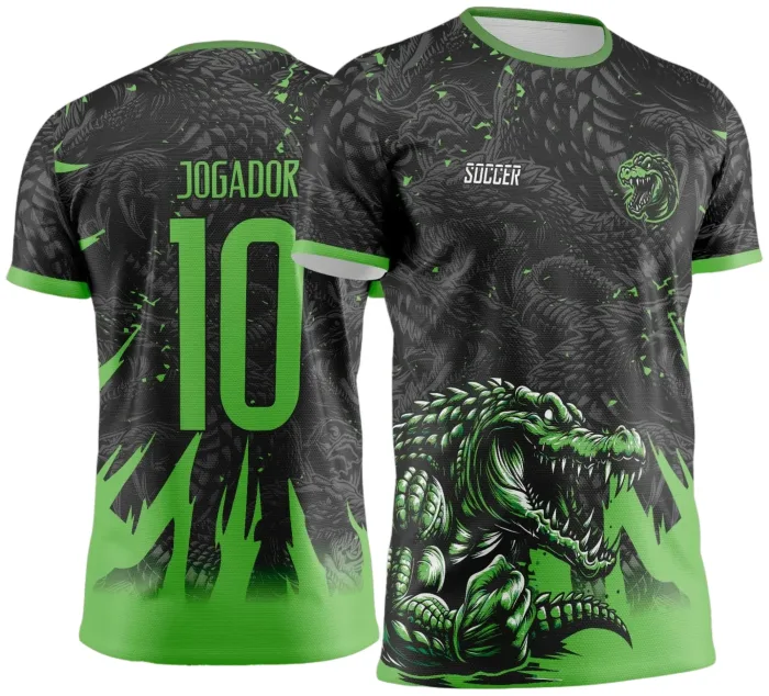Arte Vetor Camisa Interclasse Crocodilo Preto com Verde - Jogos Internos 2024 - 2025