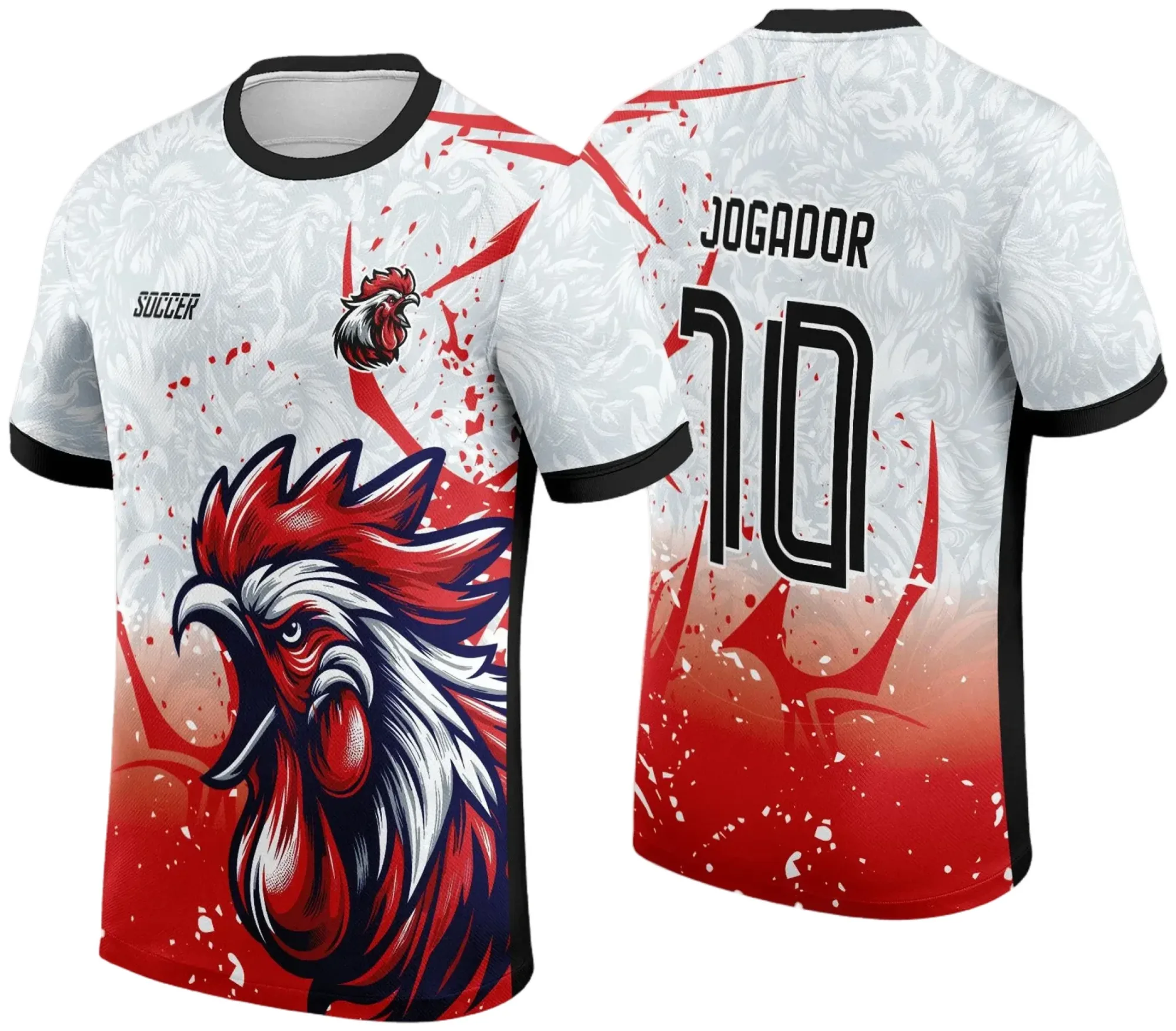 Camiseta unissex preta com logo no peito e estampa grande nas costas, tema Interclasse Jogos Internos Galo 2024, estilo casual para torcedores e participantes.