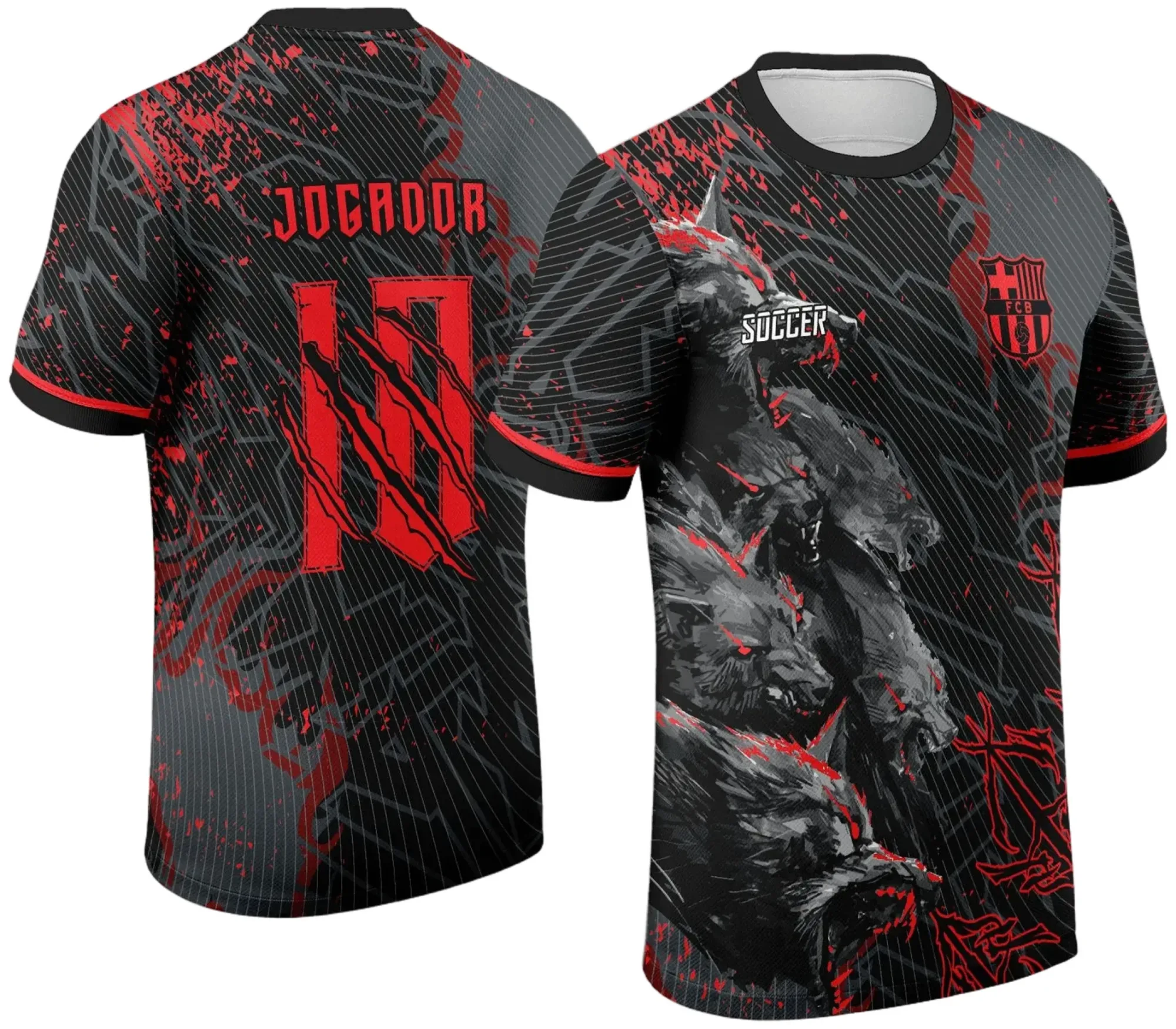 Camiseta preta unissex com logo no peito e estampa grande nas costas dos Jogos Internos Lobos 2024, perfeita para eventos escolares e times.