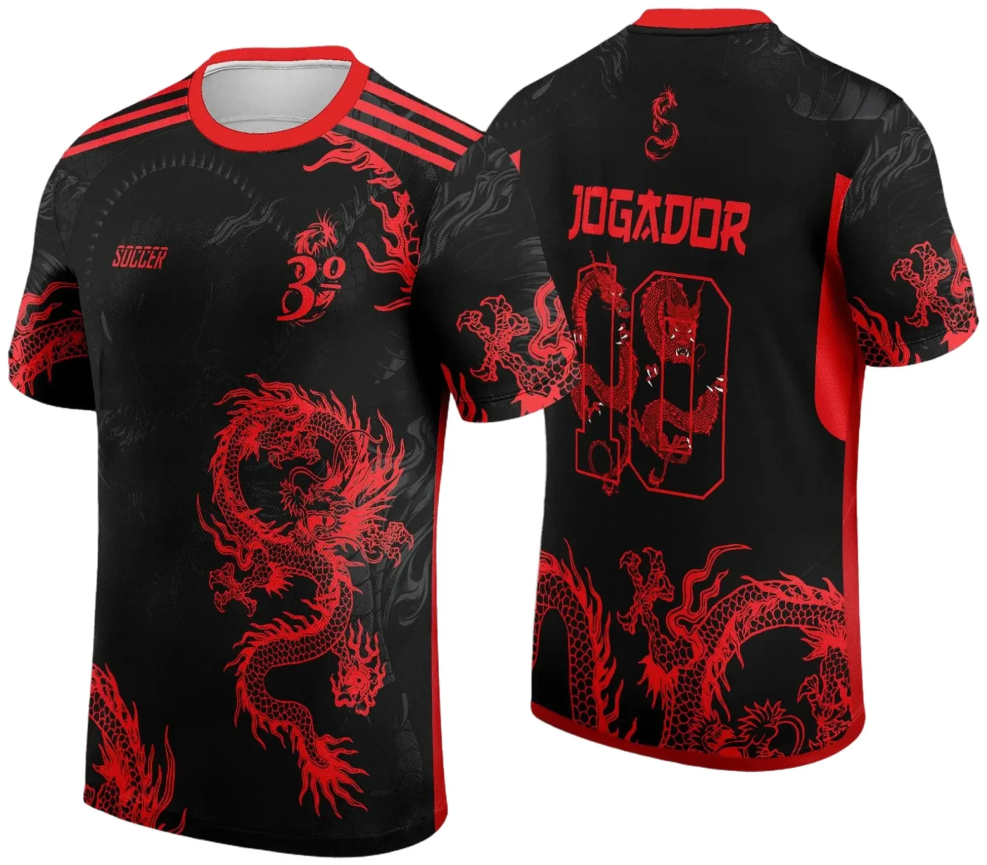 Camiseta unissex preta com logo no peito e estampa grande nas costas do Interclasse Dragão Vermelho 2024 - 2025, ideal para quem busca estilo e conforto.