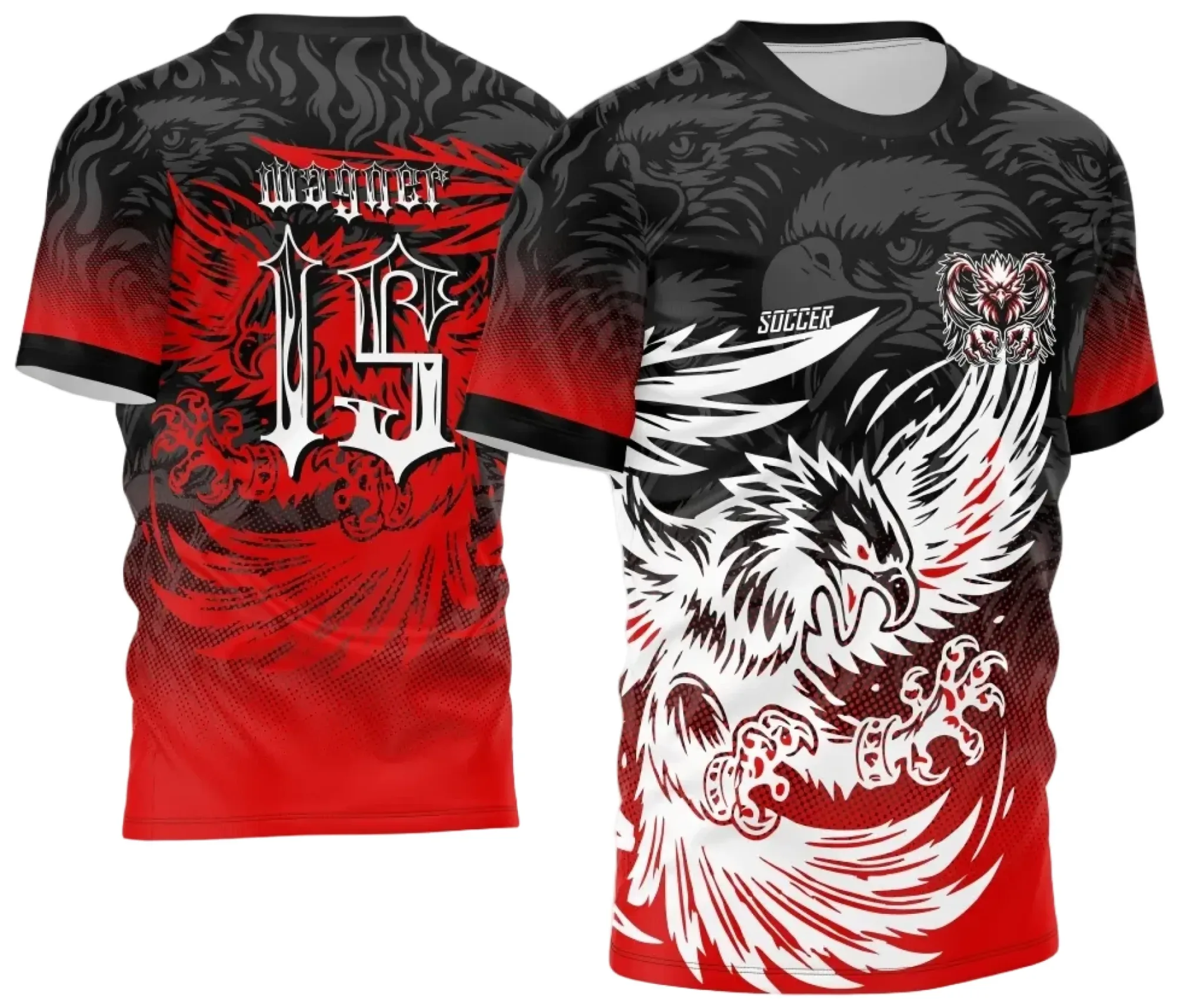 Camiseta preta unissex com logo no peito e estampa grande nas costas representando Águia Dark Interclasse M3 2024 2025, estilo moderno e despojado para uso casual.