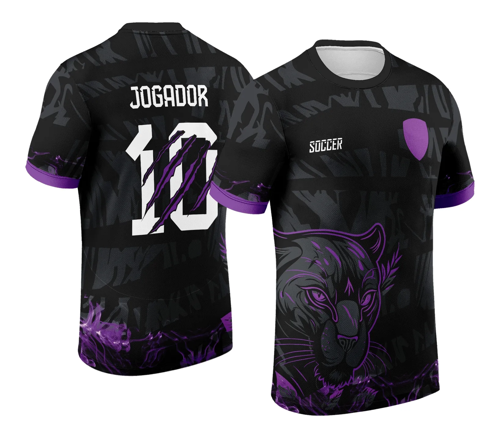 Camiseta unissex preta com logo no peito e estampa grande nas costas do Interclasse Pantera 2024-2025, estilo moderno e vibrante, ideal para torcedores e eventos escolares.