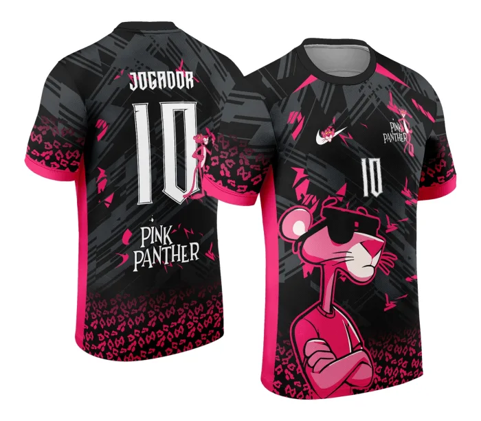 Arte Estampa Camisa Interclasse Pantera cor de rosa 2024